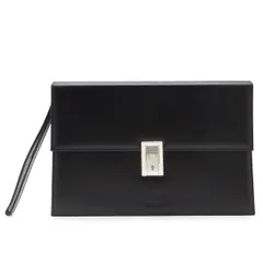 dunhill ダンヒル セカンドバッグ クラッチバッグ レザー ブラック 黒 シルバー金具