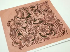 【図案】ロングウォレット両面用唐草アリゾナスタイル 図案部分 約18×18cm 型紙 図案 カービング図案 レザークラフトぱれっと