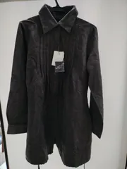 【新品タグ付】JURIAE スエード調 チュニック シャツ ブラウス M