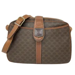 CELINE(セリーヌ) ショルダーバッグ マカダム柄 ダークブラウン×ベージュ×ブラウン 斜めがけ/ミニバッグ レザー