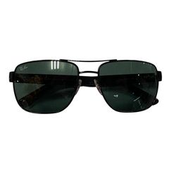 3902 Ray-Ban レイバン RB3530 スクエアシェイプ サングラス アイウェアキットセット - 調節可能なノーズパッド - スクエアサングラス 中古 57▢17フレーム ポリッシュ ブラック レンズ G-15 グリーン
