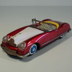 昭和レトロ ブリキ オープンカー 赤 ゼンマイ式 ミニカー ドライバー