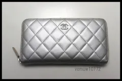 ■CHANEL 18番台 マトラッセ SV金具 レザー ラウンドファスナー 長財布 シャネル■0129fh611934