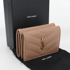 SAINT LAURENT サンローラン タイニーウォレット モノグラムオリガミ 668274 三つ折り財布 グレインレザー【中古】 レディース
