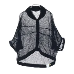 NO BRAND (ノーブランド) 芽風 メフウ ローゲージニット ボタンフライ 半袖 トップス レディース ブラック 12125088