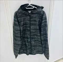 A【XXLサイズ】PUMA プーマ 総柄 長袖 ジップパーカー 上着 ジャンパー ウインドブレーカー グレー系 メンズ 裏トリコット 薄手