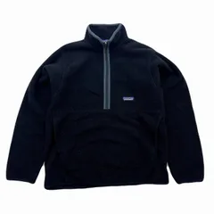 パタゴニア フリースジャケット メンズ Sサイズ ブラック シンチラ プルオーバー ハーフジップ 黒 00s ビンテージ