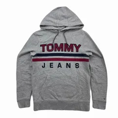 トミーヒルフィガー パーカー メンズ Sサイズ グレー パーカー トレーナー きれいめ 胸ロゴ プルオーバー 灰色