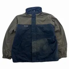 コロンビア ナイロンジャケット メンズ XLサイズ相当 ブラック カーキ ツートン 腹フェード 汚れてもいいアウトドアに ウィンドブレーカー