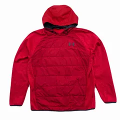 アンダーアーマー パーカー メンズ Mサイズ オレンジレッド ナイロン切り替え 中綿 プルオーバー