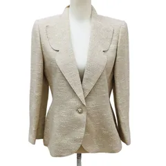  jun ashida ジュンアシダ ピークドラペルジャケット アイボリー サイズ9 ビジューゴールドボタン 日本製【ZK73】