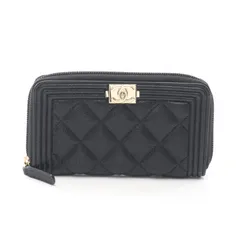 シャネル CHANEL ラウンド財布 ボーイシャネル ジップ ウォレット ブラック キャビアスキン(グレインドカーフ) ボーイシャネル ラウンド財布 レディース Used A