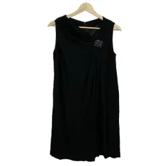 DAMAcollection(ダーマコレクション) ワンピース サイズ11AR M レディース - 黒 Vネック/ノースリーブ/ひざ丈/ビーズ/スパンコール