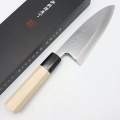 ☆新品送料込☆堺打刃物白二鋼出刃包丁180mm水牛柄マチ磨き裏押し右