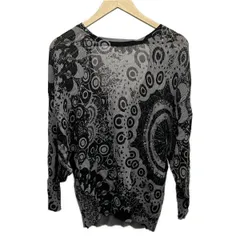 Desigual(デシグアル) 長袖セーター サイズXL レディース美品  - グレー×黒 クルーネック/サマーニット