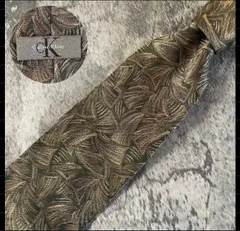 Calvin Klein カルバンクライン カーキ シルク ネクタイ[MSE062]