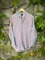 90s ポロ ラルフローレン マルチカラー バイカラー ストライプ シャツ 105