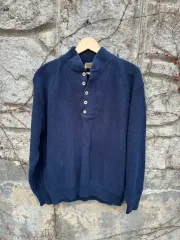 90s L.L.Bean エルエルビーン USA ヴィンテージ 5ボタン ミリタリー ネイビー ニット L