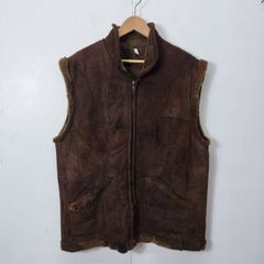 美品 goa ゴア 牛革 ＋ ゴートレザー ベスト ジレ サイズ2 ブラウン 