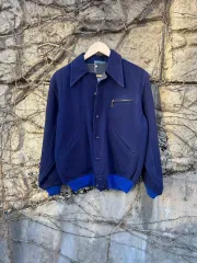 80 90s ヴィンテージ リバーシブル ウール コットン ブルゾン, ボンバー, ワーク ジャケット