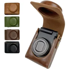 ZV-1 / ZV-1F VLOGCAM / ZV-1II 互換モデル レザー カメラバッグ ZV1 Sony 対応 衝撃吸収 傷防止 カメラケース ショルダーストラップ付き (ブラウン)