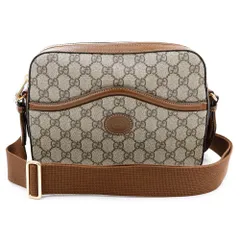 グッチ 675891 インターロッキングG付き GGスプリームキャンバス レザー ベージュ ブラウン 斜め掛け ショルダー メッセンジャーバッグ ゴールド金具 GUCCI（新品・未使用品）