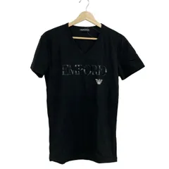 EMPORIOARMANI(エンポリオアルマーニ) 半袖Tシャツ サイズL メンズ美品  - 黒×白 Vネック