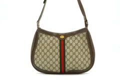 グッチ アクセサリーコレクション ヴィンテージ ワン ショルダーバッグ シェリーライン GGロゴ PVCレザー 茶 ブラウン GUCCI 5258h