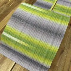 【工房　真南風（まふえ）】　花織手織り　天然草木染め　九寸名古屋帯　『董風』　制作：林順代　中古超美品　お仕立て上がり　証紙付きの超逸品！　織綾なす美しい染織のグラデーション！