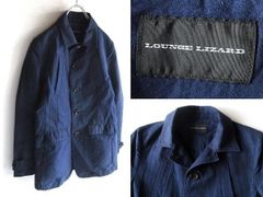 定価41800円 LOUNGE LIZARD ラウンジリザード LINEN/COTTONxWASH ウォッシュ加工 リネンコットン コート ジャケット 1 ネイビーブルー