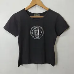 FENDI フェンディー Tシャツ FFロゴ スタンプロゴ 半袖 イタリア製 古着 ヴィンテージ ロゴ 刺繍 クルーネック コットン レディース Y2K ブラック系 B295のサムネイル