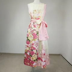 A 刺繍入り 振袖ドレス ノースリーブ 着物リメイクワンピース 黄×ピンク