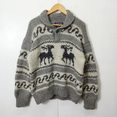 MACHOPE マックホープ カウチンセーター ニット ウール100% 古着 ヴィンテージ アメカジ メンズ L グレー系 B298のサムネイル