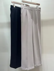 冬新作)) 058 [ストレート セミワイド ワイドパンツ ウエスト後ろゴム ストレッチ 起毛]