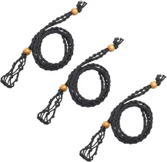 ideamall ペンダントホルダー パワーストーン ネックレス 紐 マクラメ編み 手作り 3本セット (ブラック,  ワンサイズ)