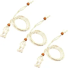 ideamall ペンダントホルダー パワーストーン ネックレス 紐 マクラメ編み 手作り 3本セット (ベージュ,  ワンサイズ)