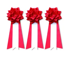 パーティ イベント 胸章 学校 式典 会議 [中サイズ/３個セット] 徽章 ばら 表彰 リボン (赤) 記章