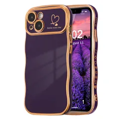 iPhone 15 15 波型ケース 柔軟な TPU iPhone シリコン ウェーブ デザイン おしゃれ スマホケース メッキ加工 ソフト 人気 軽量 耐衝撃 韓国 ハートケース 可愛い アイフォン 15 用 ケース 女子 女性 ZTOFERA 携帯電話カバ