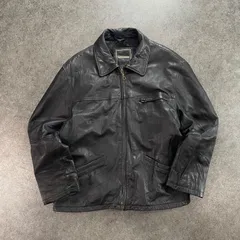 Vintage Angelo Litrico Real Leather Jacket Blouson アンジェロリトリコ 本革 レザージャケット シングル ジップアップ 無地 ブラック 黒 ヴィンテージ ビンテージ