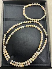 マルチカラー淡水パールネックレス2点　ブレス1点