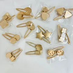 選べる【５点セット】ヘアクリップ 17種類 土台付ヘアクリップ　シェル 星　月　スクエア　四つ葉 ゴールド　ミール皿付　手芸,ヘアピン セッティング 土台