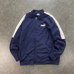 PUMA プーマ トラックジャケット ジャージ ジップアップ ストレッチ バイカラー ネイビー×ホワイト メンズ L 678475-06