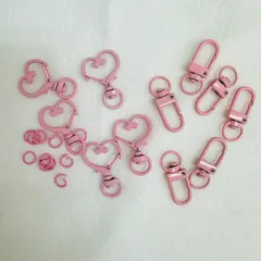 【11点セット】ナスカン ピンク ハート型 キーホルダー ハンドメイド パーツ