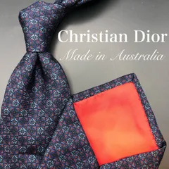 【美品】Christian Dior ネクタイ ネイビー 紺 格子柄 総柄