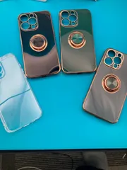 iPhone13 Pro ケース 4点セット リング付き メッキフレーム クリア ブラック ゴールド