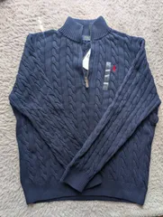 ラルフローレン ケーブルニット ハーフジップ セーター　L　ネイビー Polo