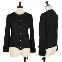 コムコム コムデギャルソンCOMME des GARCONS ポリサイドメッシュ切替ラウンドカラーカーディガン 黒S