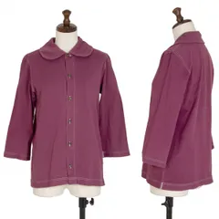 トリココムデギャルソンtricot COMME des GARCONS 染めラウンドカラーホワイトステッチ七分袖シャツ 紫M位