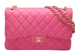 CHANEL シャネル デカマトラッセ30 Wフラップ Wチェーンショルダーバッグ 21番台 ココマーク ラムスキン ピンク ゴールド金具 美品 中古 4b012368