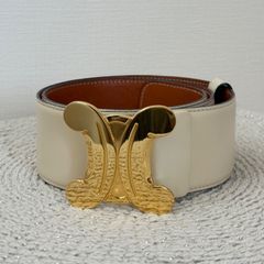 GUCCIホワイトレザーベルト 蜂と星の刺繍 - メルカリ